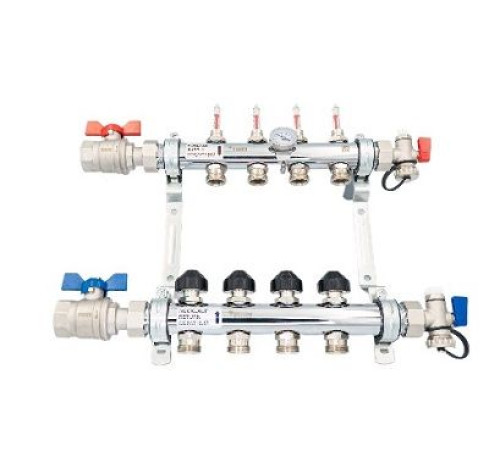Комплект коллекторов REHAU HKV-D 1 x 3/4 EK 12 контуров с шаровыми кранами 12081213002