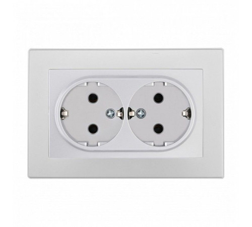 Розетка двойная с заземлением и со шторкой Arte Milano SET06-2 SET06-double-40-2 silver