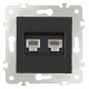 Розетка двойная RJ-11 и Ethernet RJ-45, без рамки Arte Milano am-203 203.44-1.black