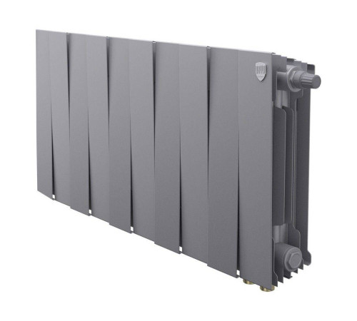 Радиатор биметаллический Royal Thermo PianoForte 300 Silver Satin 14 секций нижнее подключение НС-1506357 RAL 9006