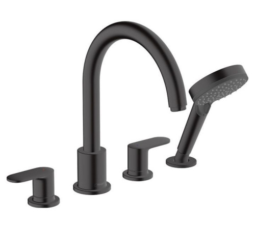 Смеситель на край ванны hansgrohe Vernis Shape на 4 отверстия матовый черный 71456670/13244180 71456670S