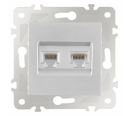 Розетка двойная RJ-11 и Ethernet RJ-45, без рамки Arte Milano am-203 203.44-1.silver