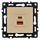 Розетка 2хUSB type A и C без рамки Kollinger Asthetik AS-024GD