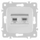 Розетка двойная RJ-11 и Ethernet RJ-45, без рамки Arte Milano am-205 205.44-1.silver