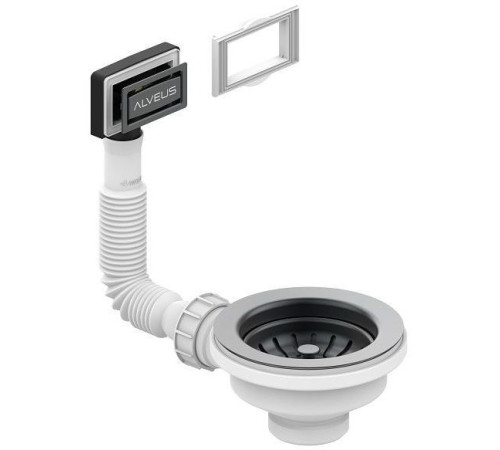 Выпуск для мойки Alveus 114 Anthracite new с рамкой и заглушкой гофра 1144843
