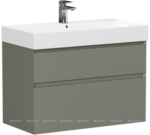 Тумба под раковину подвесная Allen Brau INFINITY 85 см 2 ящика олива матовый 1.210026.CGM