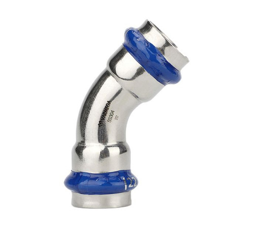 Угольник 45° двухраструбный Varmega Inox Press 18 мм VM712001818