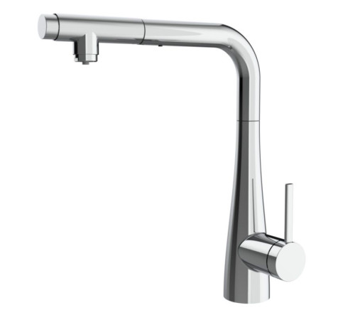 Смеситель для кухни AQUAme Cucina с выдвижным L-изливом хром AQM9902CR