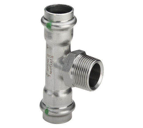 Тройник Viega Sanpress Inox нержавеющая сталь 28х3/4х28 мм 445997