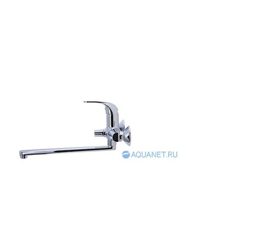 Смеситель для ванны Bravat Fit с длинным изливом 300 мм и душевым набором F6135188CP-LB-RUS