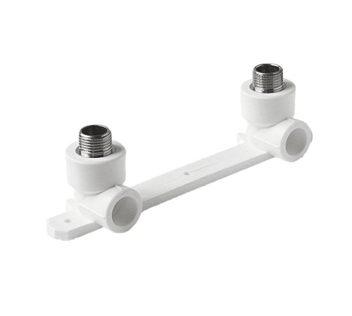 Угольник двойной комбинированный Pro Aqua PP-R 20x1/2 НР с креплением белый PA280108P