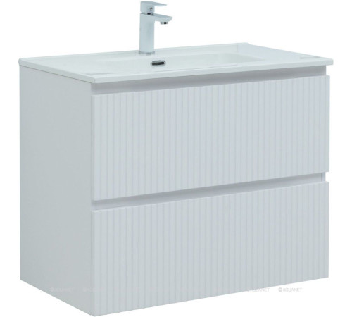 Тумба с раковиной Aquanet Джейн 80 белый матовый раковина Flat 00332544