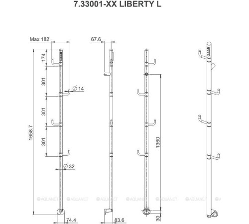 Полотенцесушитель электрический Allen Brau Liberty L 1659х182 мм графит браш 7.33001-GM