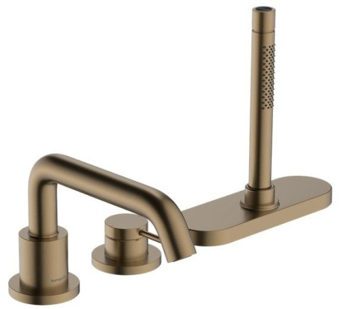 Смеситель на борт ванны hansgrohe Tecturis S на 3 отверстия с sBox шлифованная бронза 73447140