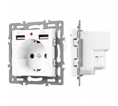 Розетка с заземлением и 2хUSB type A, без рамки Arlight SCT 043733