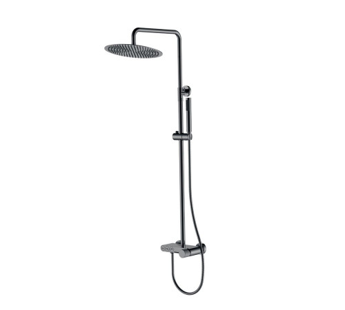Душевая стойка Boheme Stick Linea со смесителем и верхним душем 30 см глянцевая оружейная сталь 128-SGM.3