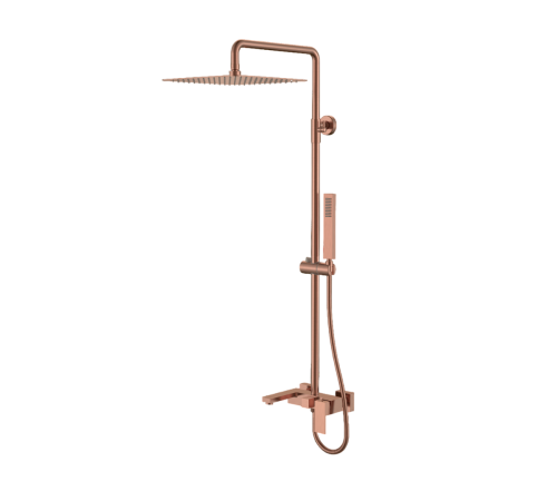 Душевая стойка Boheme Qubic со смесителем и верхним душем 30 см copper brushed 478-CB