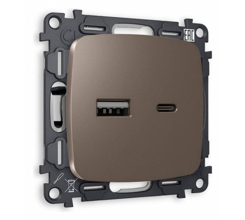 Розетка 2хUSB type A и C без рамки Ambrella Volt Quant MO641010