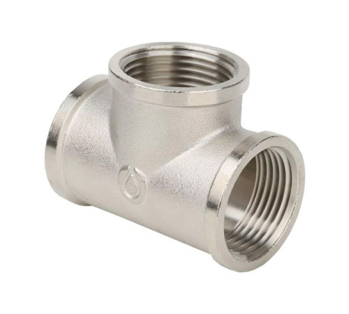 Тройник резьбовой латунный Gappo ВР 3/4x1/2x3/4 никелированный G2210