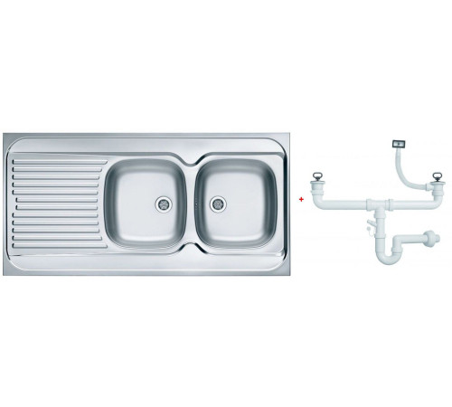 Мойка кухонная Alveus Classic 100 1200х600х160 мм накладная правая 2 чаши 1009085