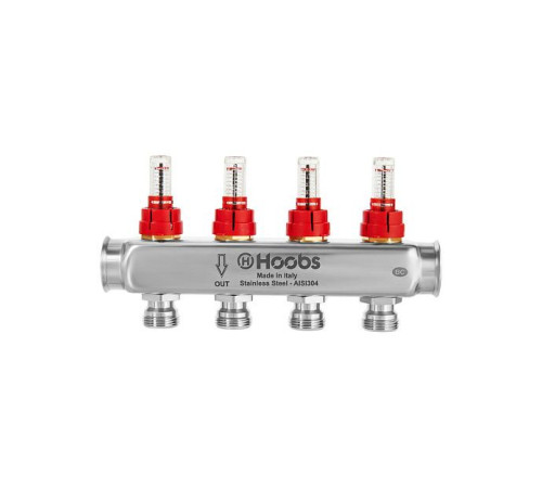 Коллектор Hoobs из нержавеющей стали с расходомерами и кронштейнами 1 x 3/4 9 выходов HB-INCRO-804509