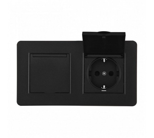 Розетка с заземлением и шторкой, с крышкой Arte Milano SET16-2 SET16-2-41-1x2 black