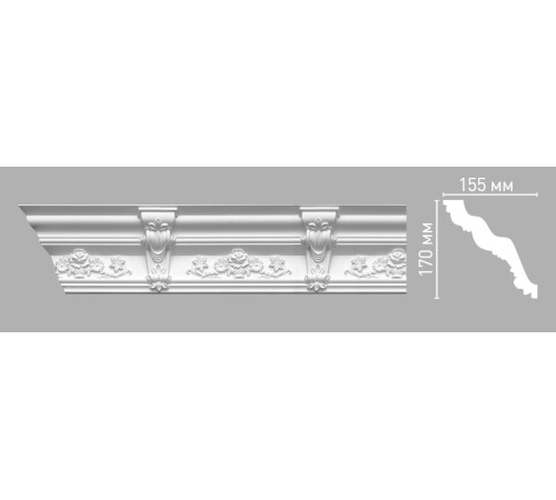 Плинтус потолочный DECOMASTER 95091 с рисунком 170х155х2400 мм 95091