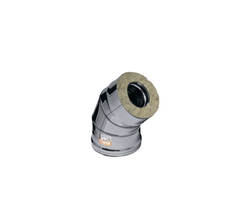 Колено сэндвич 135° дымохода Ferrum 430/0.5 мм + нерж. Ф80х160 мм Af4116