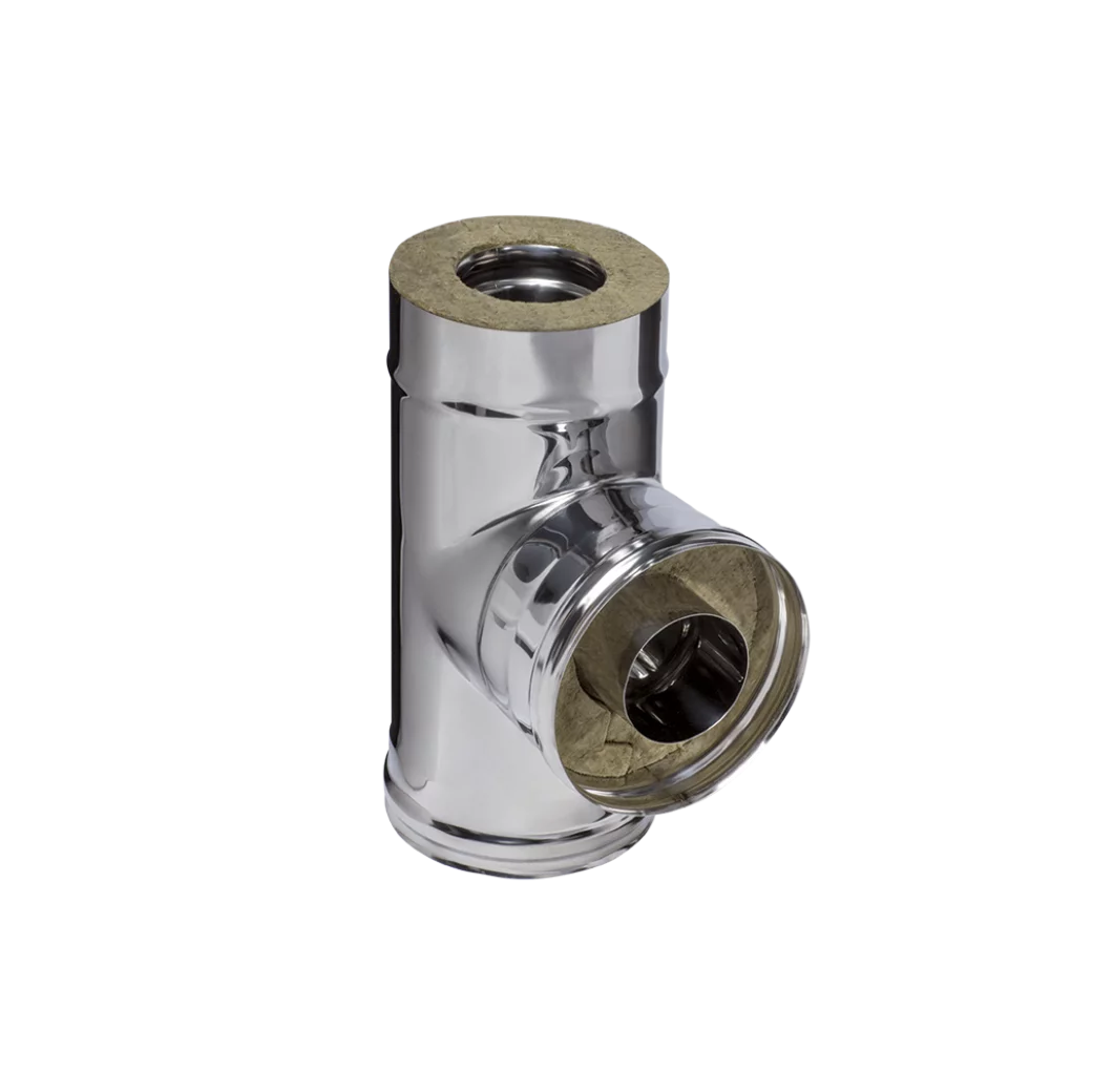 Тройник сэндвич 90° Ferrum Ø115х200 мм AISI 304/0,8 мм + нерж Af4451