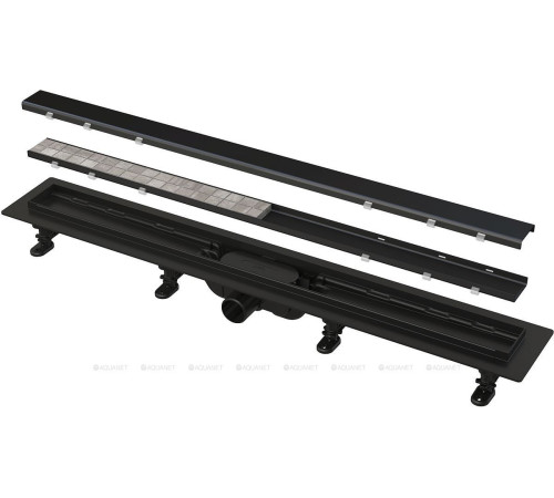 Водоотводящий желоб AlcaPlast Simple для двухсторонней решетки 750 мм черный APZ19BLACK-750