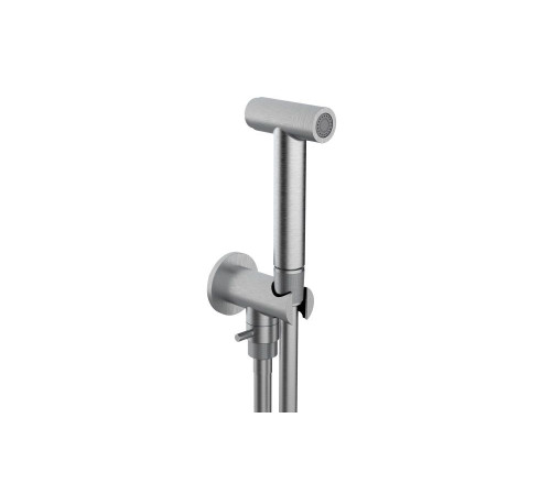 Гигиенический комплект Bossini INOX с запорным вентилем матовая нержавеющая сталь INC010.075