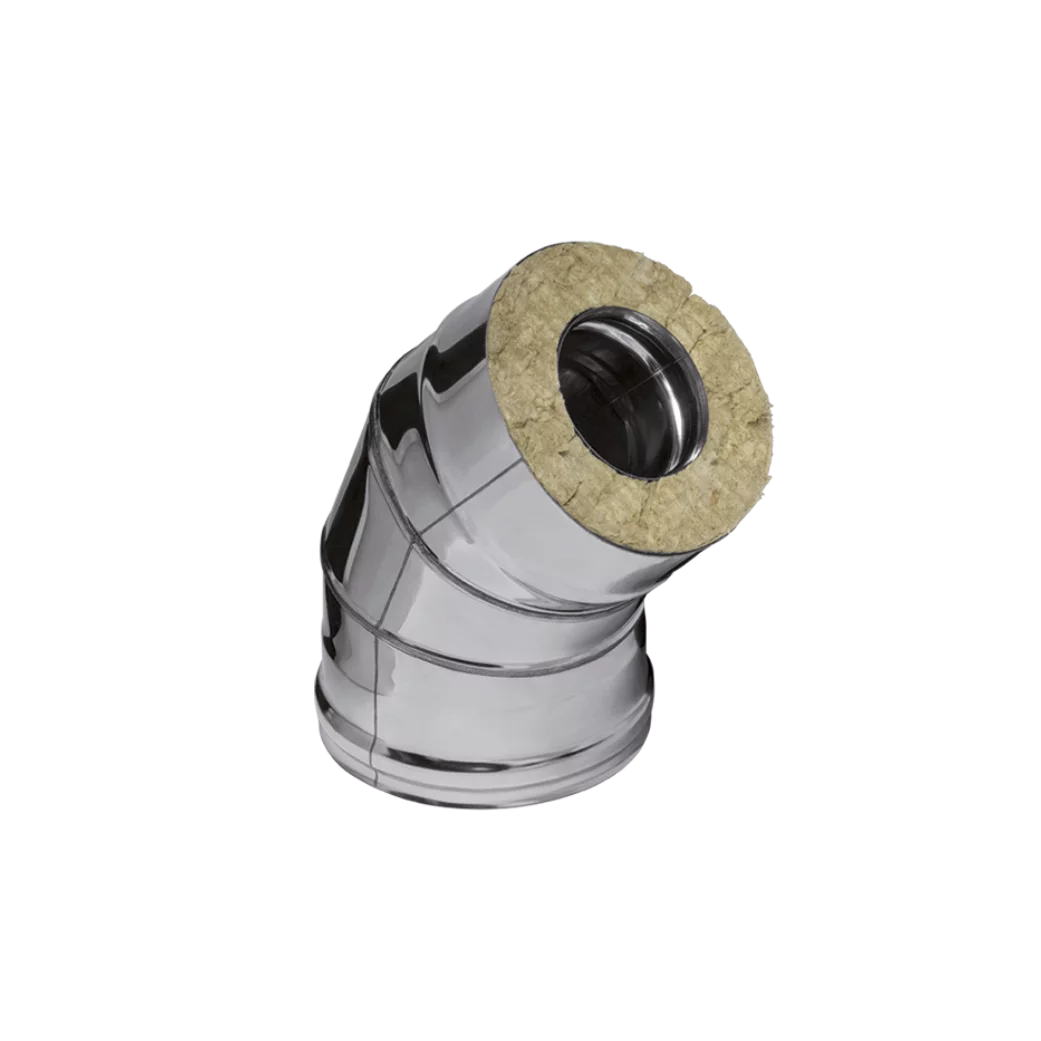 Отвод сэндвич 135° Ferrum Ø150х210 мм AISI 304/0,8 мм + нерж Af4152