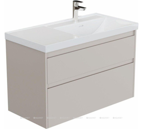 Тумба с раковиной Aquanet Nova Lite 2.0 100 R 2 ящика бежевый 00365911