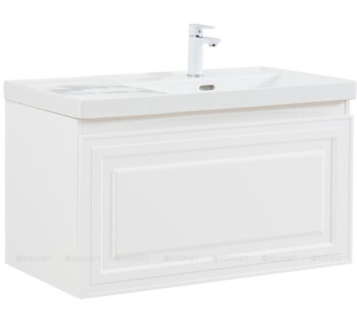 Тумба с раковиной Aquanet Агата 90 R 1 ящик белый сатин 00365936