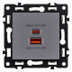 Розетка 2хUSB type A и C без рамки Kollinger Asthetik AS-024GY