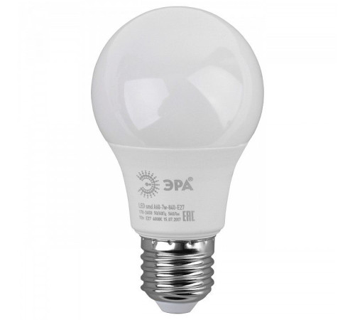 Лампа светодиодная Эра Стандарт LED A60-7W-840-E27