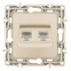 Розетка двойная RJ-11 и Ethernet RJ-45, без рамки Arte Milano am-217 217.44-1.shampan