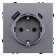 Розетка с заземлением и со шторкой и 2хUSB type A и C, без рамки Kollinger Eclipse EC-016GY