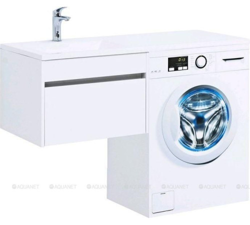 Тумба с раковиной Aquanet Токио 120 L подвесная 1 ящик белый глянец 00239212