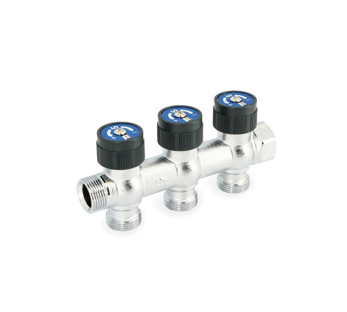 Коллектор Stout 3/4 x 3 выхода 3/4 EK с вентилями хром 407C3330
