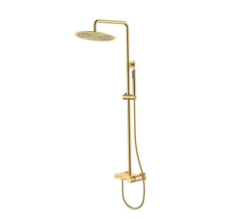 Душевая стойка Boheme Stick Spirale со смесителем и верхним душем 30 см золото 128-GG.4