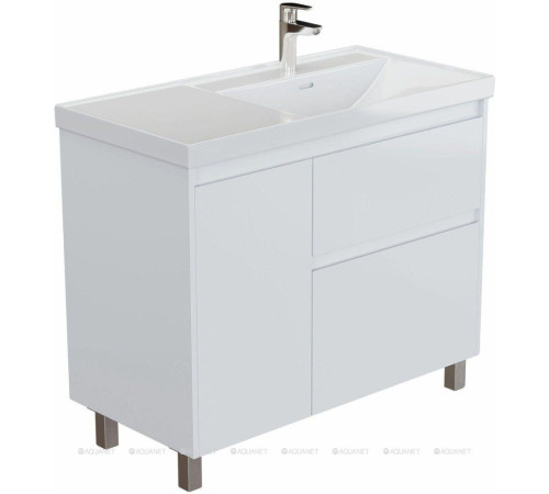 Тумба под раковину Aquanet Nova Lite 2.0 100 R напольная белый глянец 00346340