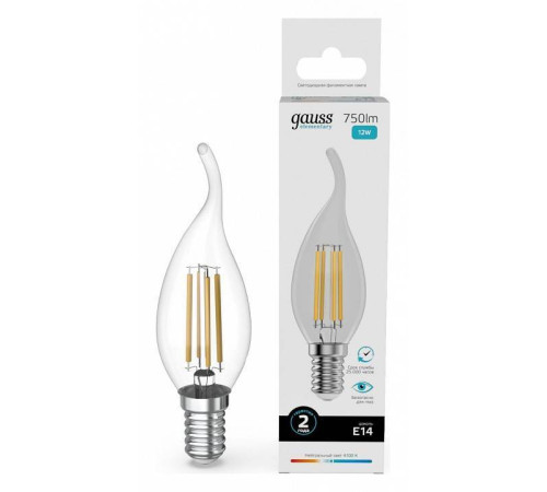 Лампа светодиодная Gauss Filament Elementary E14 12Вт 4100K 42122