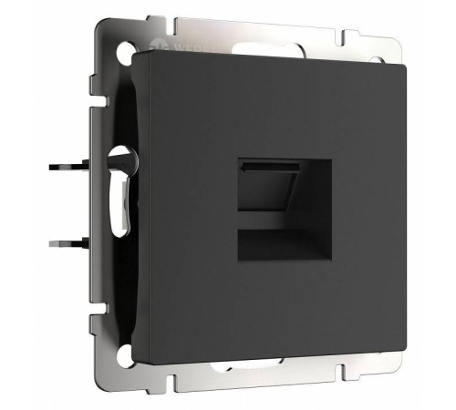 Розетка Ethernet RJ-45 и со шторками, без рамки Werkel черный матовый W5120108