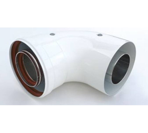 Отвод 90° коаксиальный Hogart 80/125 мм TR12590