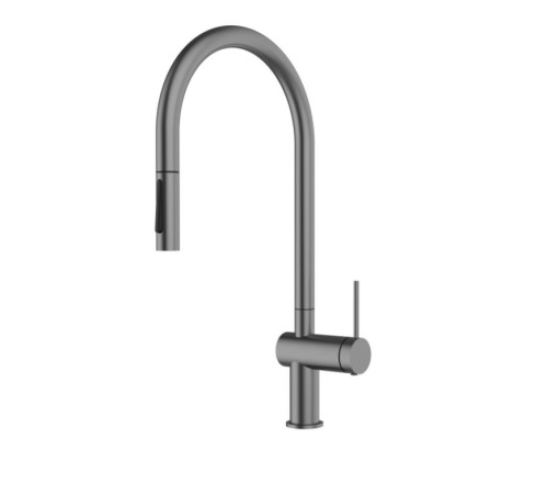 Смеситель для кухни AQUAme Cucina с выдвижным U-изливом металл AQM9901GM
