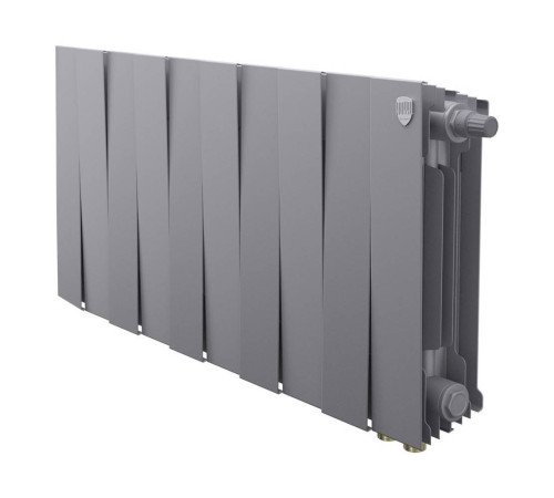 Радиатор биметаллический Royal Thermo PianoForte 300 Silver Satin 12 секций нижнее подключение НС-1506356 RAL 9006