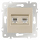 Розетка двойная RJ-11 и Ethernet RJ-45, без рамки Arte Milano am-203 203.44-1.shampan