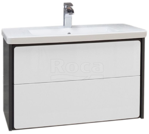 Тумба под умывальник подвесная Roca Ronda 2 ящика 777х480х412 мм Белый глянец/антрацит ZRU9302965