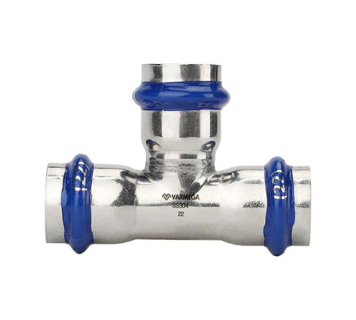 Тройник раструбный Varmega Inox Press 22х22х22 мм VM718222222